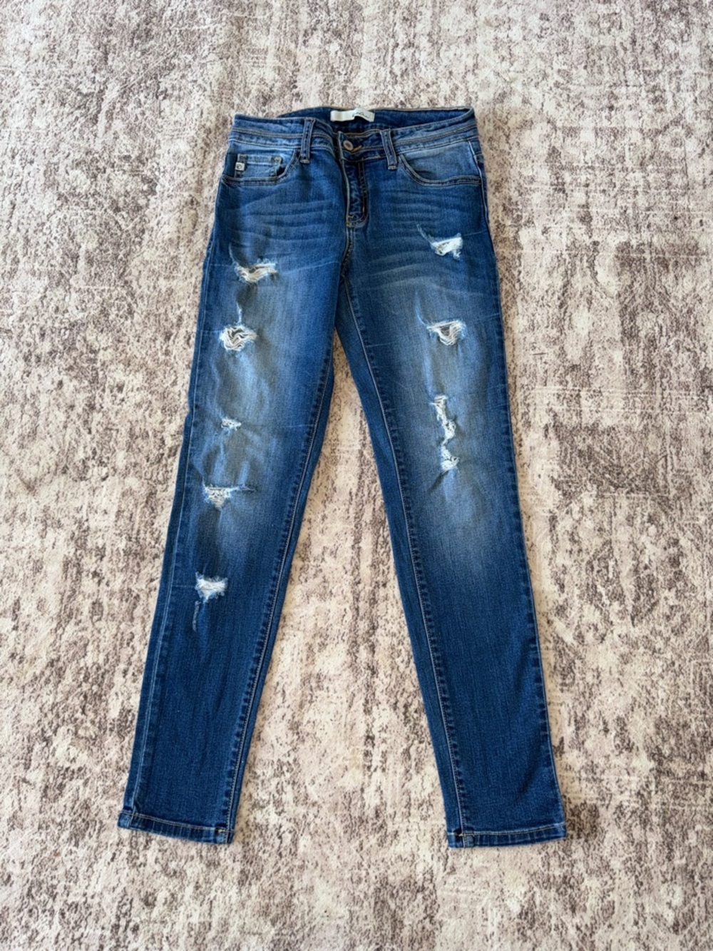 KanCan Dark Blue Distressed Skinny Jeans - Women